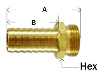 Brass NPSM Male Long Shank Diagram